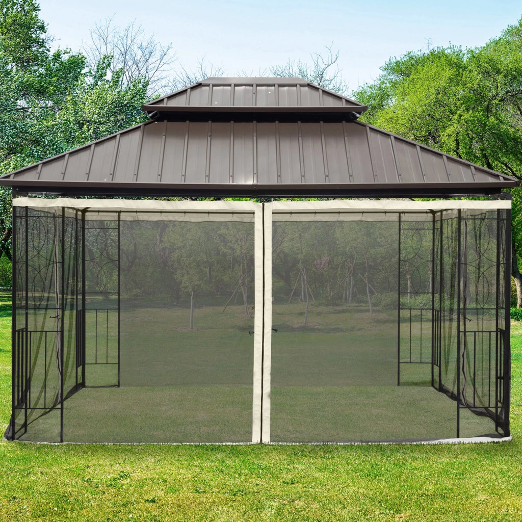 Tenda Rete per Gazebo 3x4m ¨C zephmum ¨C Poliestere Nero con Cerniere