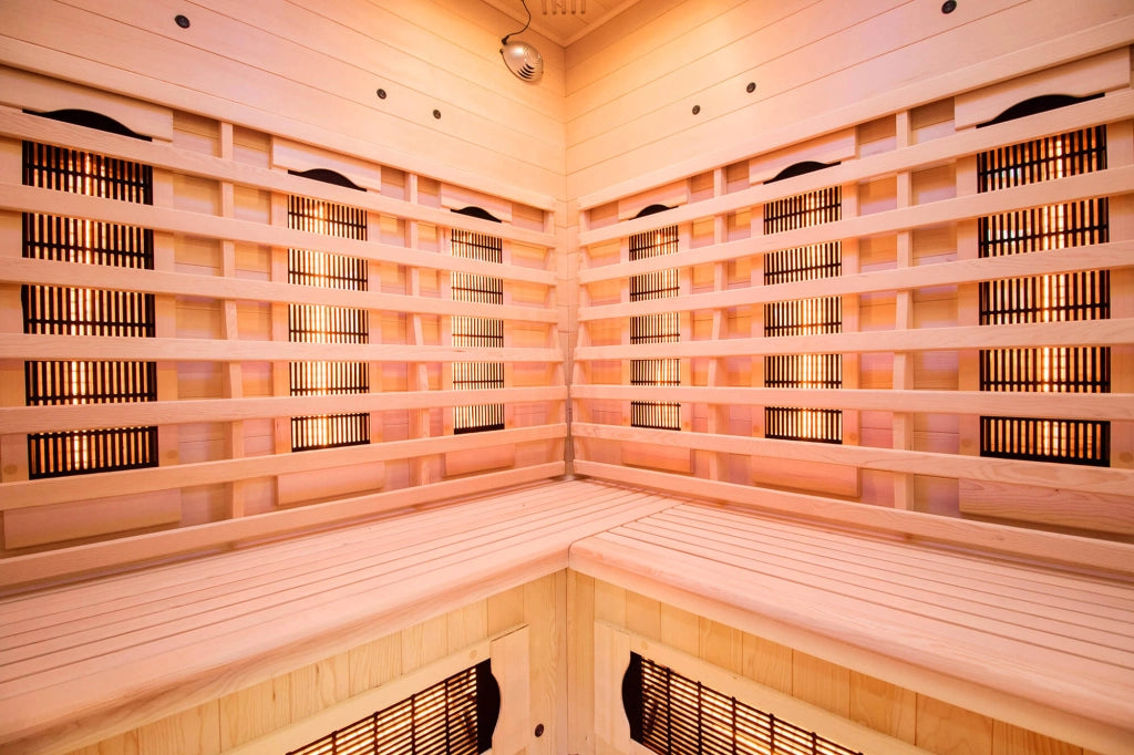 Sauna Finlandese ad Infrarossi 3/4 Posti 150x150 cm H190 in Legno di Abete Apollon 3C