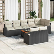 Set Divano da Giardino con cuscino 9 pcs Nero polyrattan