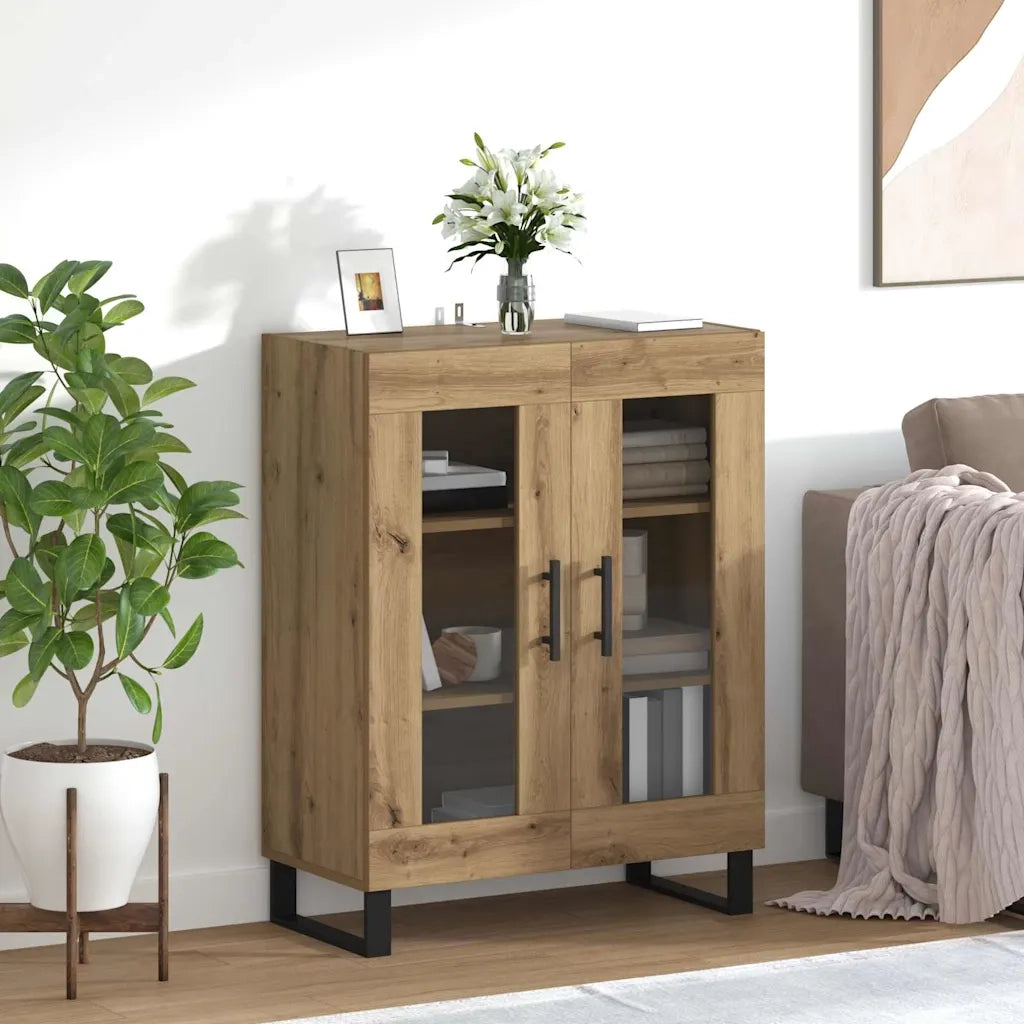 Credenza | Madia | Buffet da pranzo | Armadio da pranzo Rovere artigianale 69,5 x 34 x 90 cm Legno multistrato