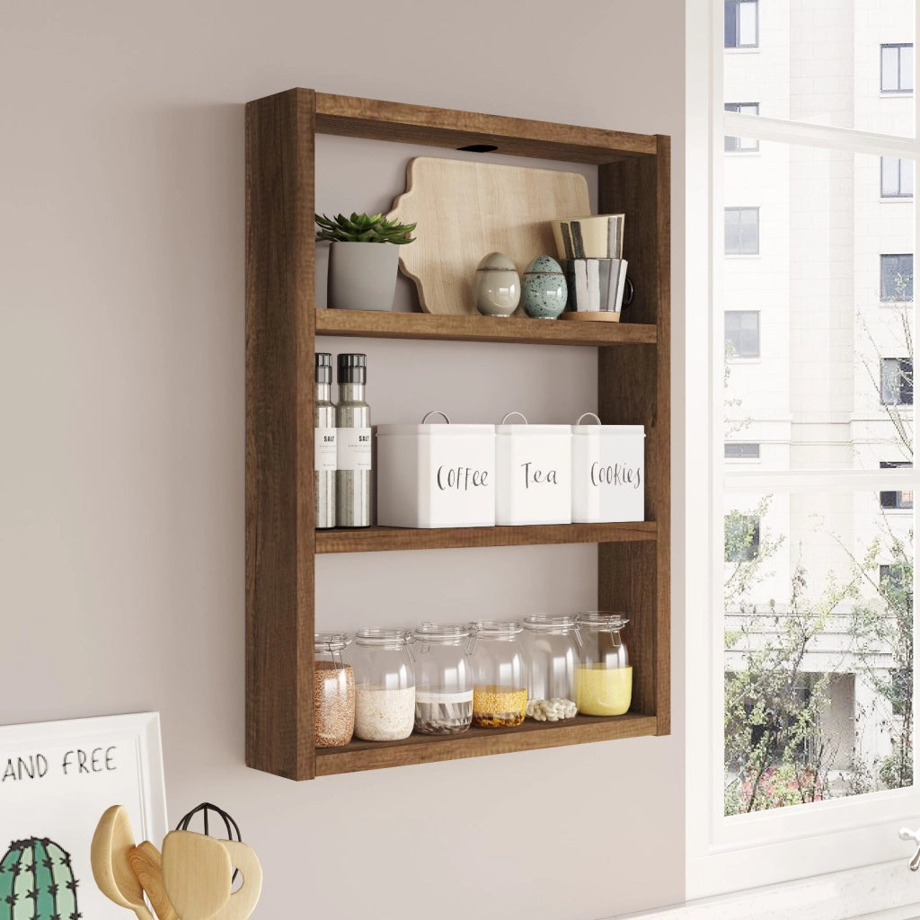 Mensola da parete in legno "PR1" - 43 x 9 x 60 cm - Noce