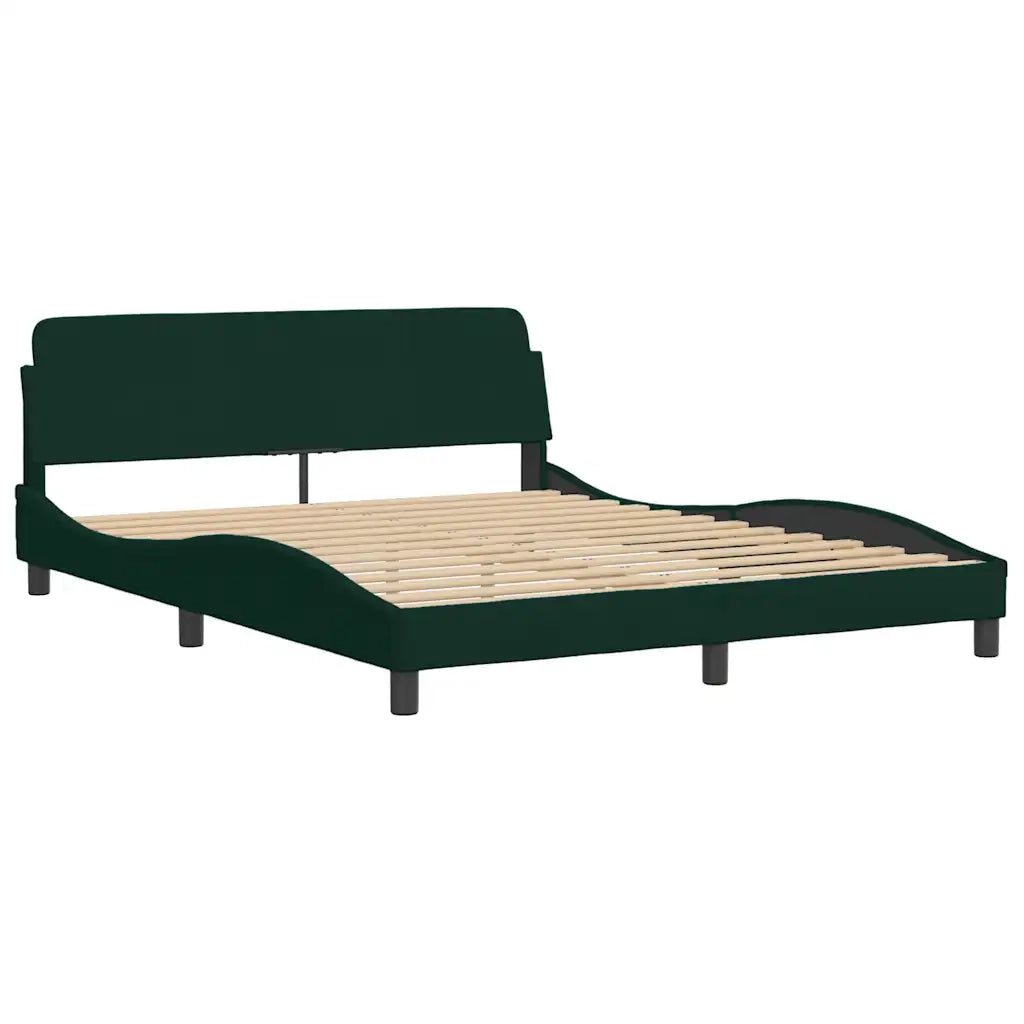 Letto con Materasso Hanko Verde Scuro 160x200 cm in Velluto 3208607
