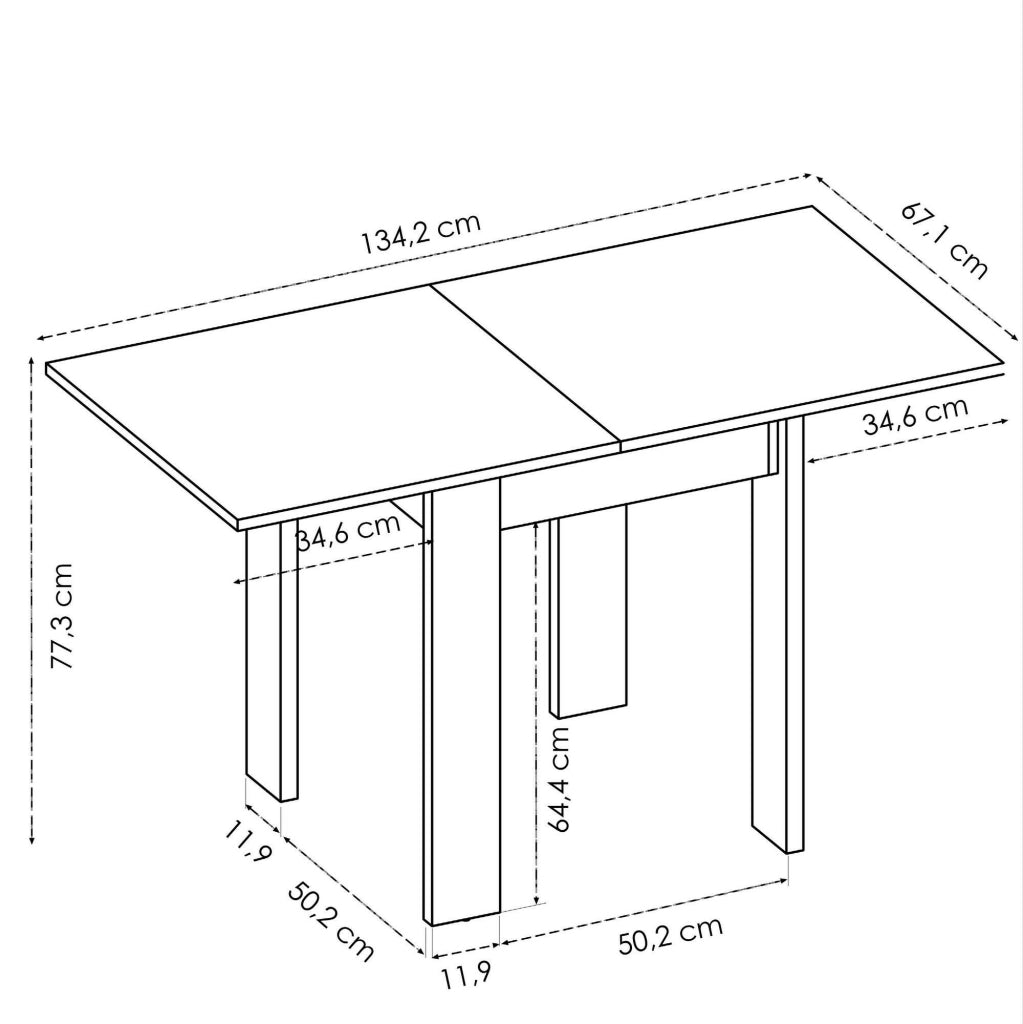 Tavolo allungabile Alamaro, Consolle estensibile multiposizione,Tavolo consolle ausiliare pieghevole, 79/134x67h79 cm, Bianco