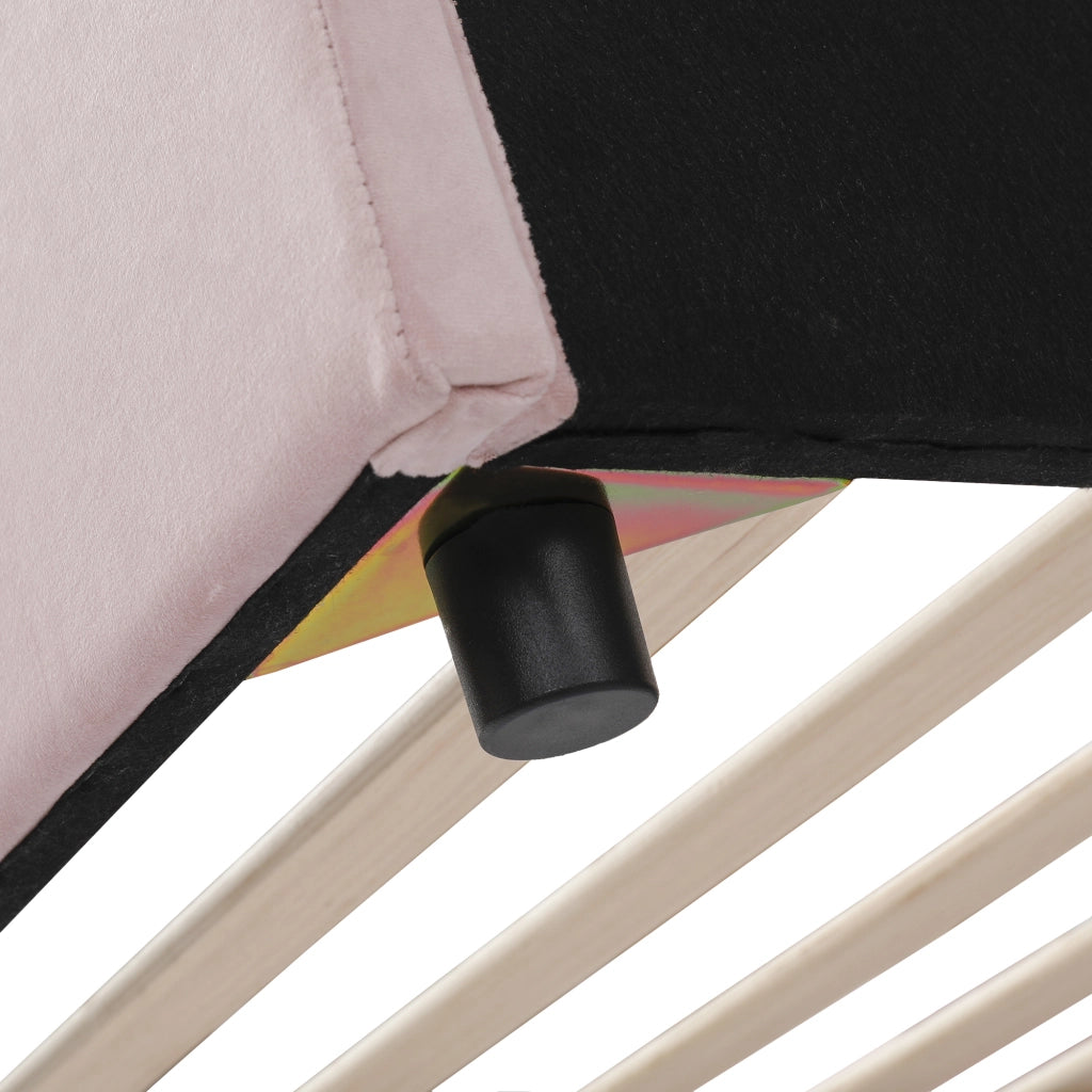 Letto per bambini 90 × 200 cm con scrivania, sgabello et ripiano, senza materasso, in velluto, rosa
