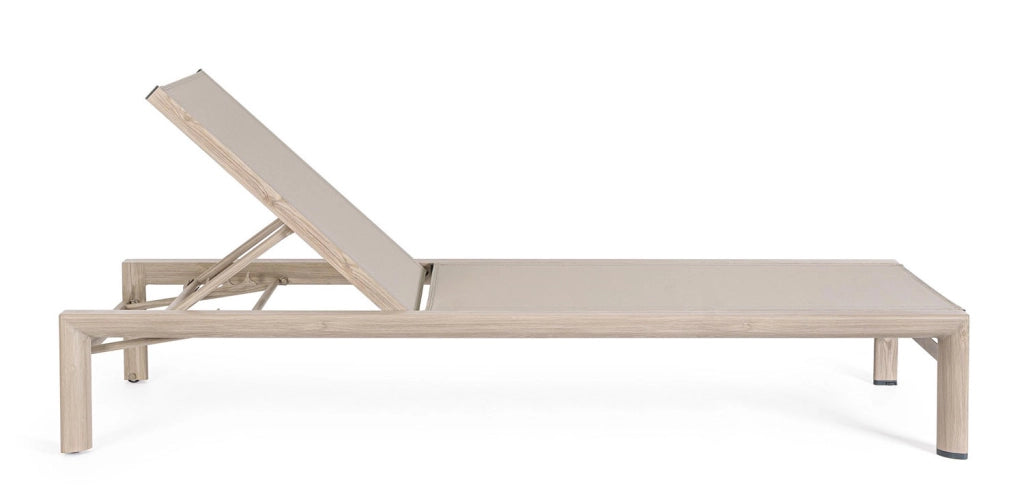 Lettino Prendisole da Esterno 74x200x98-32h cm Schienale a 4 Posizioni in Alluminio e Textilene Skipper Timber