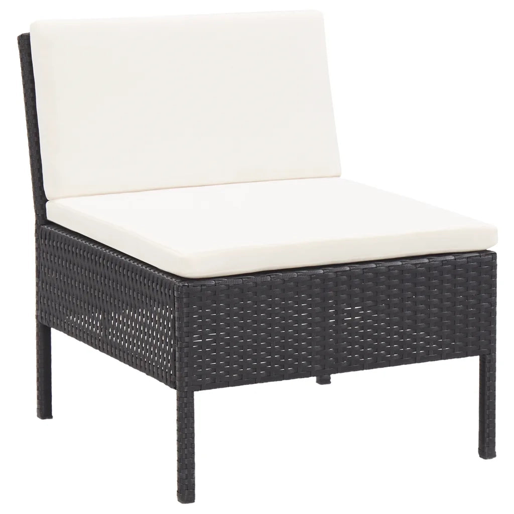 Set Divani da Giardino 6 pz con Cuscini in Polyrattan Nero 48948