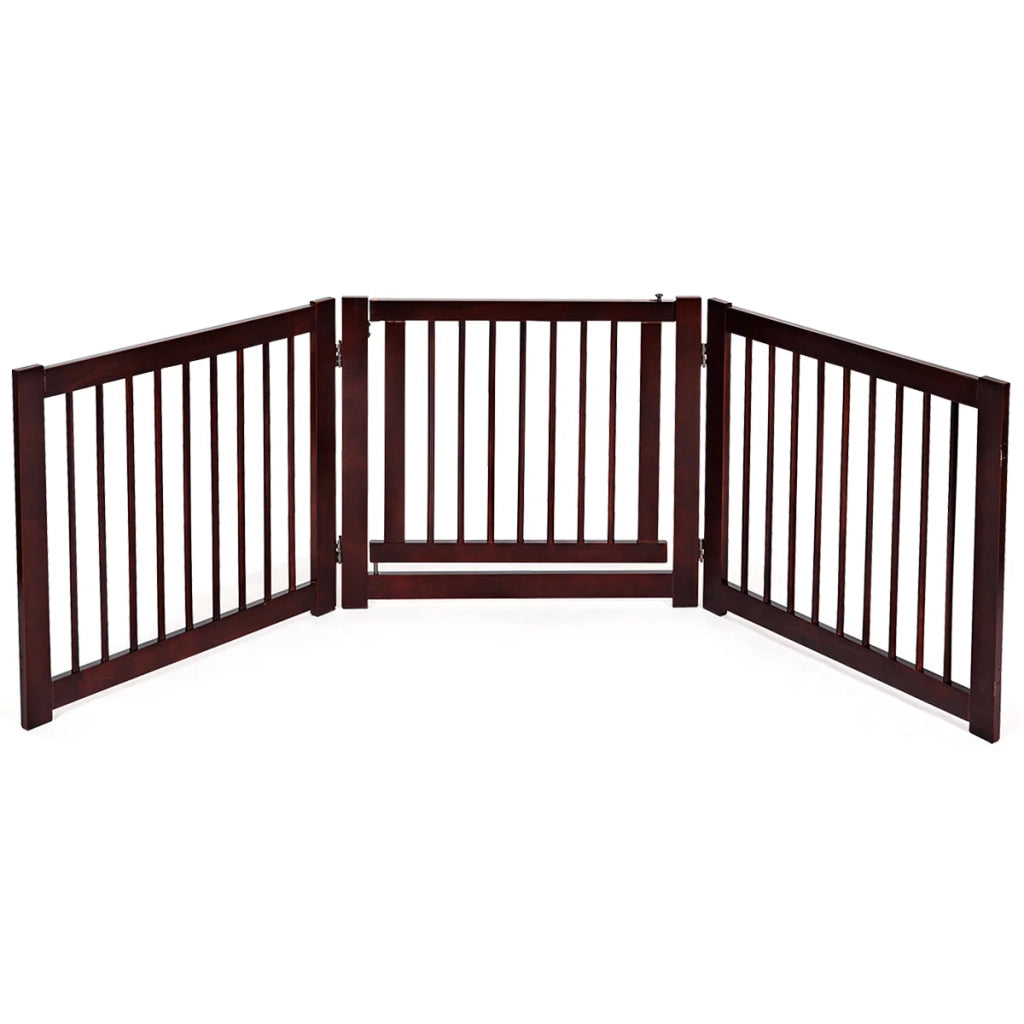 Cancelletto pieghevole per cani 206 x 61 x 1,8 cm design regolabile con cancelletto girevole legno di pino marrone 20_0019172