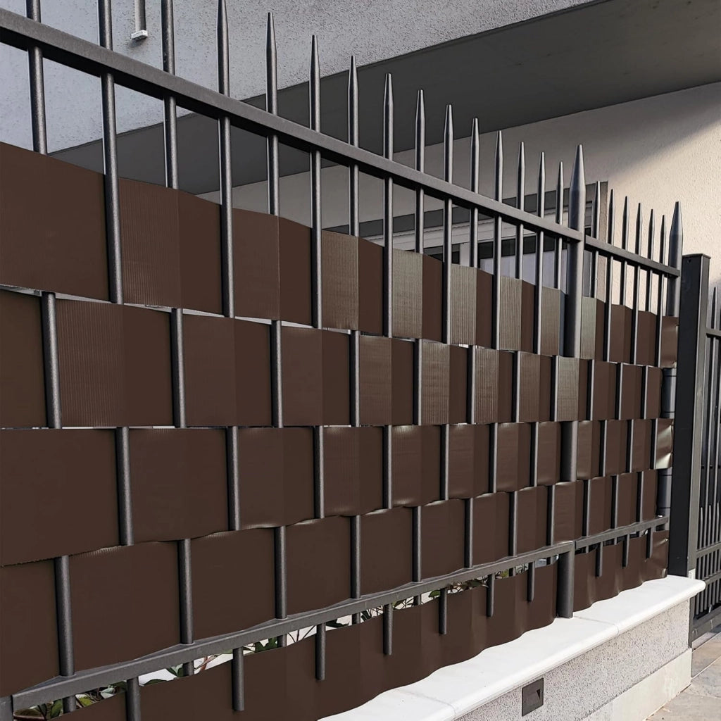 Strisce Frangivista in PVC con 25 Clip, Privacy Marrone