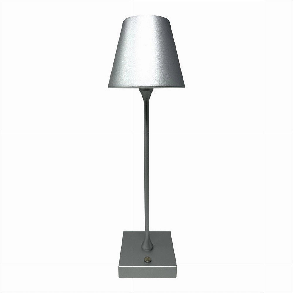Trade Shop - Lampada Tavolo Ricaricabile Usb 10 Watt 3 Colorazione Di Luce Vari Colori D27-3c - Argento