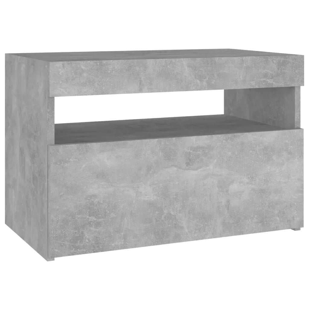 Comodino | Armadio da Notte | Mobiletto da notte con Luci LED Grigio Cemento 60x35x40 cm