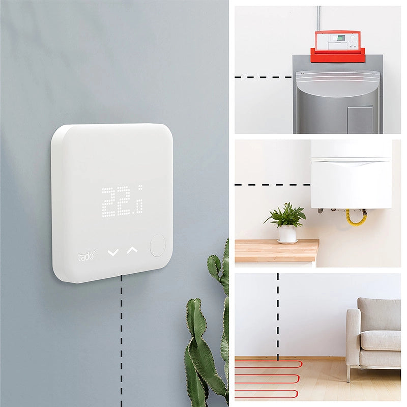 TADO¬? termostato kit di base V3+. Termostato Intelligente cablato. Compatibile con Alexa e Google Assistant. Bianco