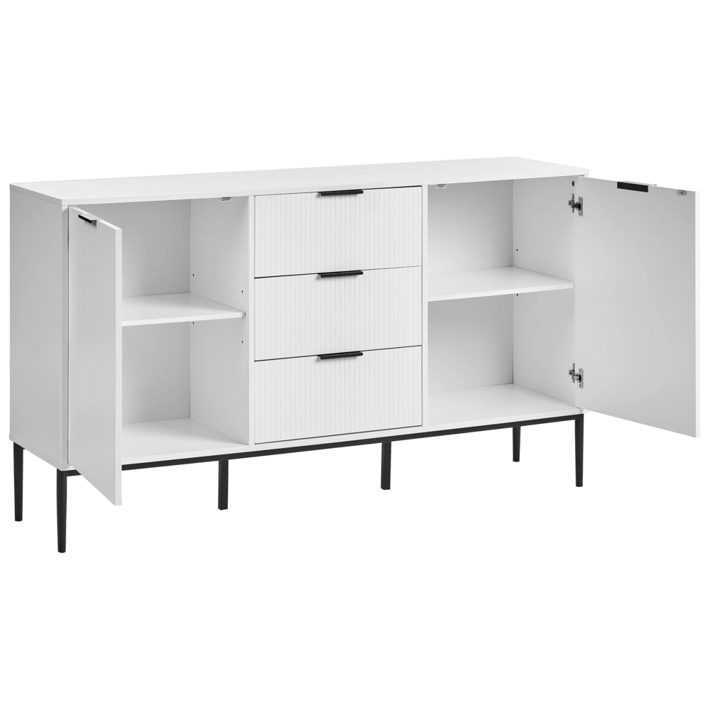Credenza moderna Soggiorno Camera da letto Mobile 2 ante MDF Gambe in metallo Bianco stile moderno