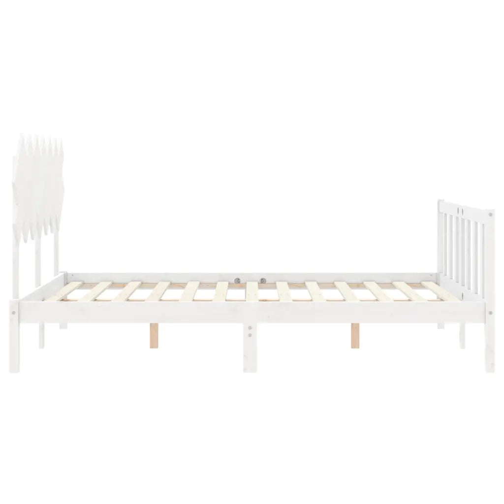 Letto senza Materasso-Struttura Letto Bianco 140x190 cm Legno Massello di Pino 306214