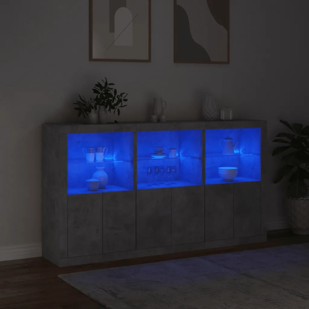 Credenza con Luci LED Grigio Cemento 181,5x37x100 cm 3209152