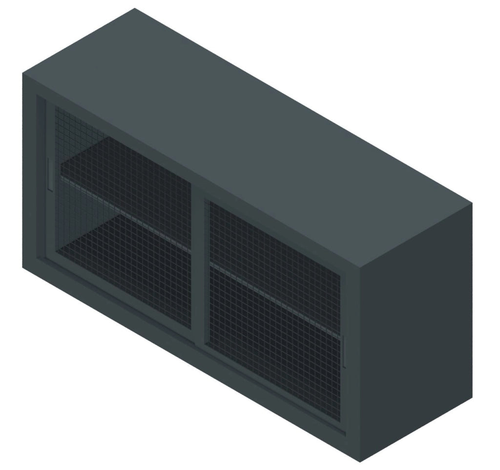 Armadio basso sopralzo da ufficio con ante scorrevoli in rete di metallo cm. 180x60x90H