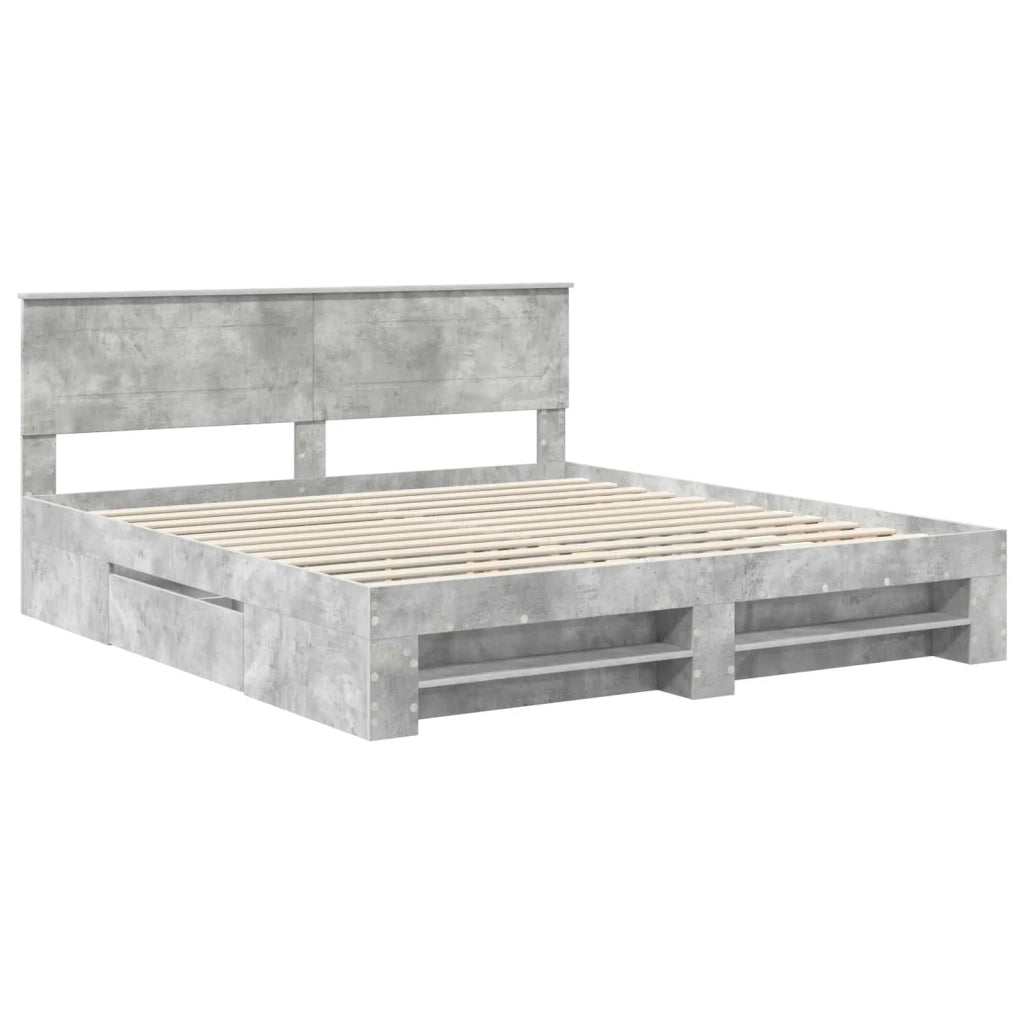 Struttura del letto con testiera Grigio cemento 200 x 200 cm