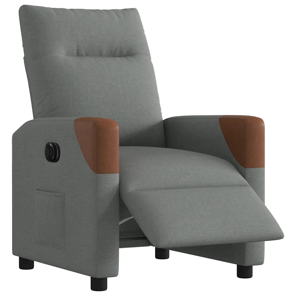 Poltrona | Sedia Relax Elettrica Reclinabile Grigio Scuro in Tessuto