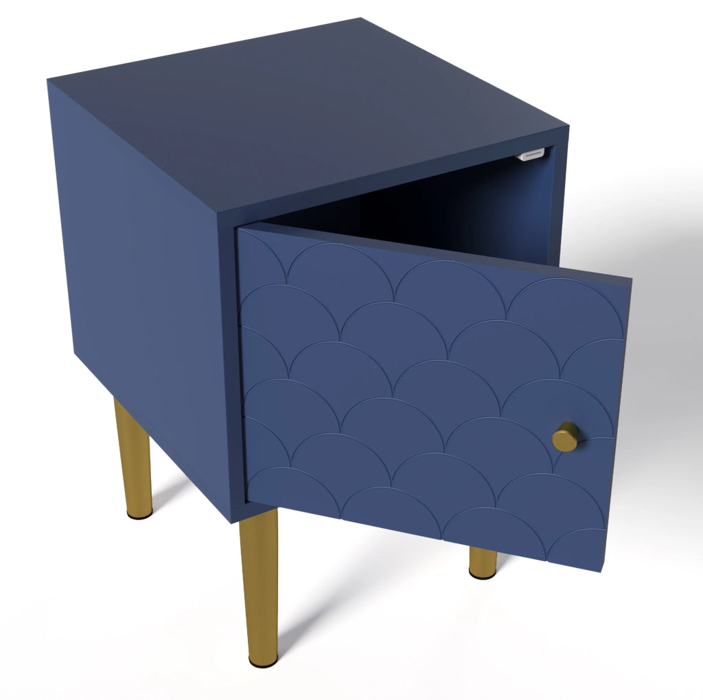 Set di 2 Comodini in Truciolato e Metallo Blu Marina 35x35x51 cm per Camera da Letto