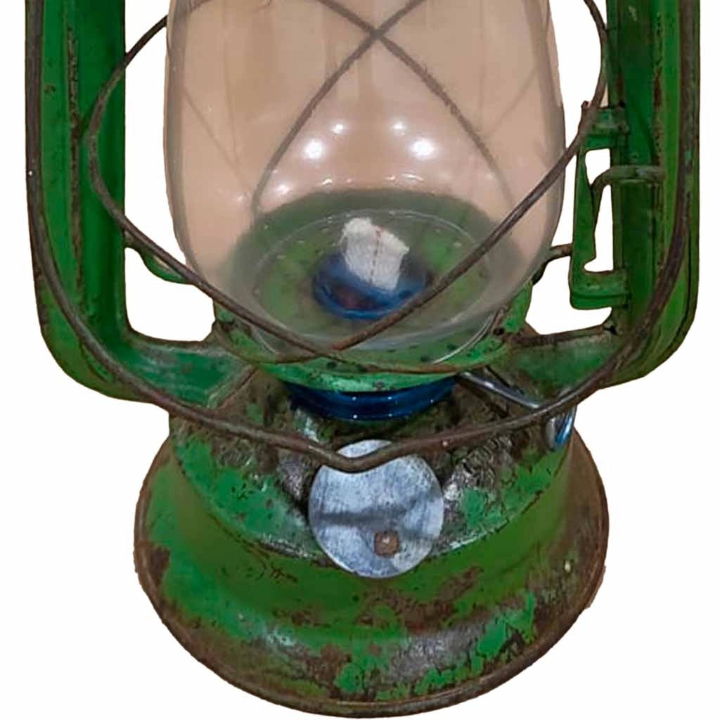 Lanterna artigianale in metallo verde 18x18x32