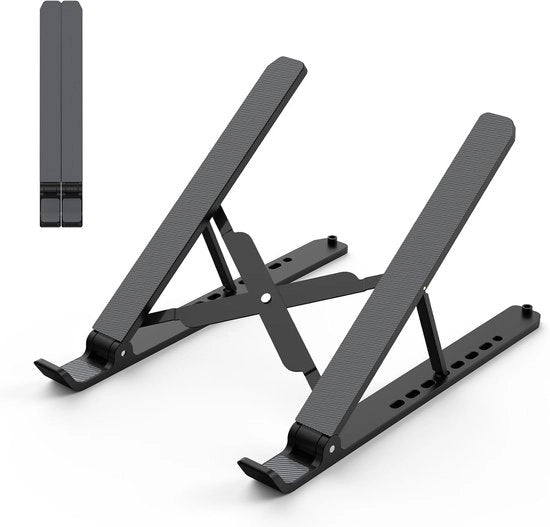 Supporto Portatile per Laptop – Altezza Regolabile per Notebook – Supporto per Laptop con Ventilazione per Laptops da 10 a 15,6 Pollici – ABS + Silicone – Nero