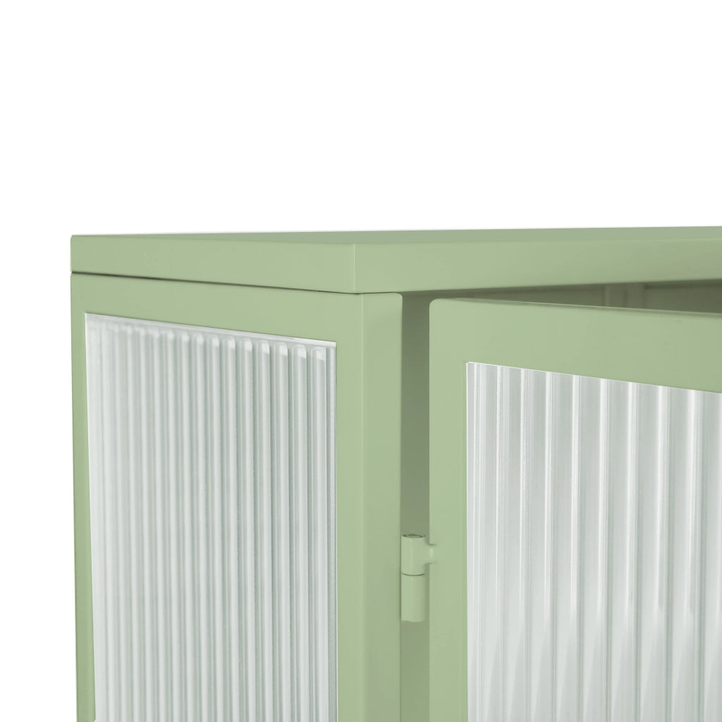 Pensile da Parete con 2 Ante in Vetro e Ripiano a Vista; Portasciugamani; Stile Moderno; Metallo; 60×23×78 cm; Verde