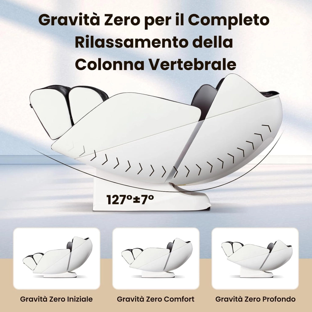 Poltrona Massaggiante, Sedia da Massaggio con 12 Modalità, 6 Tecniche di Massaggio, Stretch Thailandese e Guida SL, Poltrona Relax con Telecomando per Tutto il Corpo (Marrone)