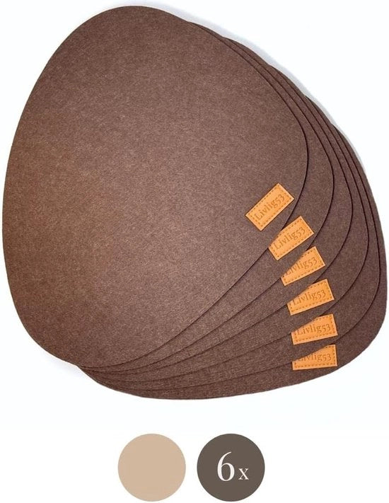 Sostegni per tavolo - design moderno - set da 6 - marrone - vetroresina riciclata - 39x32 cm