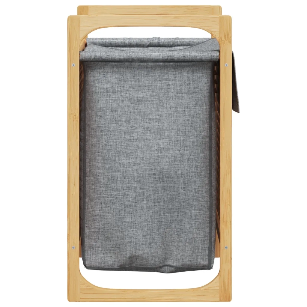 Cesto per il Bucato con Borsa Grigia 32x30x36,5 cm in Bambù 373366