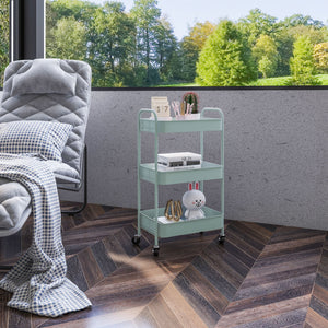 Carrello da Cucina a 3 Livelli 45x30,6x79 cm in Acciaio Azzurro