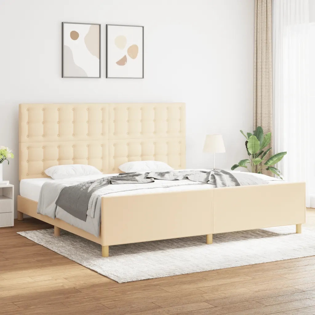 Giroletto senza Materasso-Struttura Letto Crema 200x200 cm in Tessuto 633515