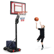Canestro da basket portatile regolabile da 1,05-2,6 m per bambini e adulti con base stabile in metallo nero 20_0021111