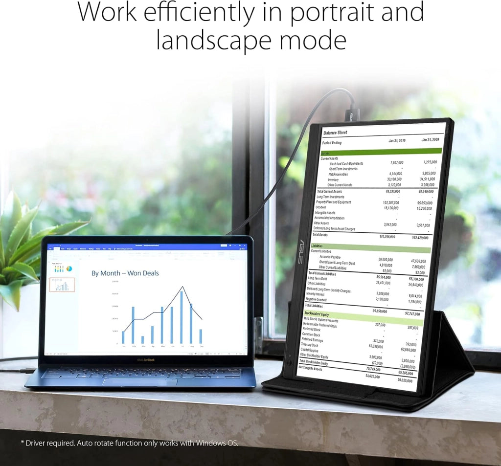 ASUS ZenScreen Monitor Portatile 15.6” 1080P FHD (MB165B) - Monitor da viaggio IPS USB-C, Anti-sfarfallio, Filtro Luce Blu, Display Esterno per Laptop e Macbook