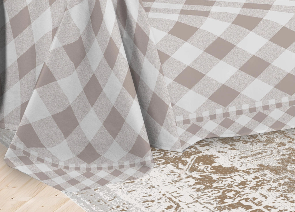 Telo Arredo Multiuso Linea Pensieri Delicati In Cotone Disegno Lovely Check - Singolo - Beige