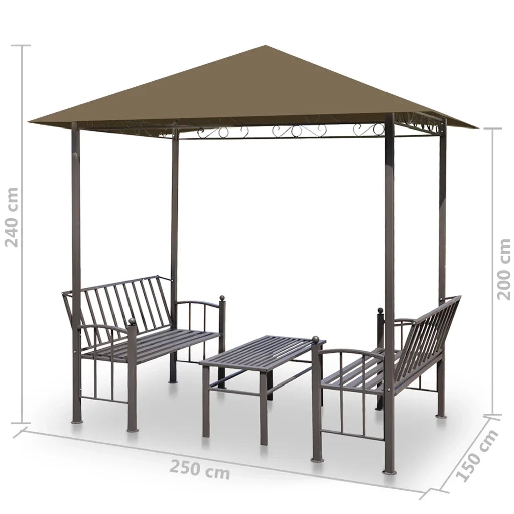 Padiglione Giardino Tavolo e Panche 2,5x1,5x2,4m Talpa 180 g/mÂ²