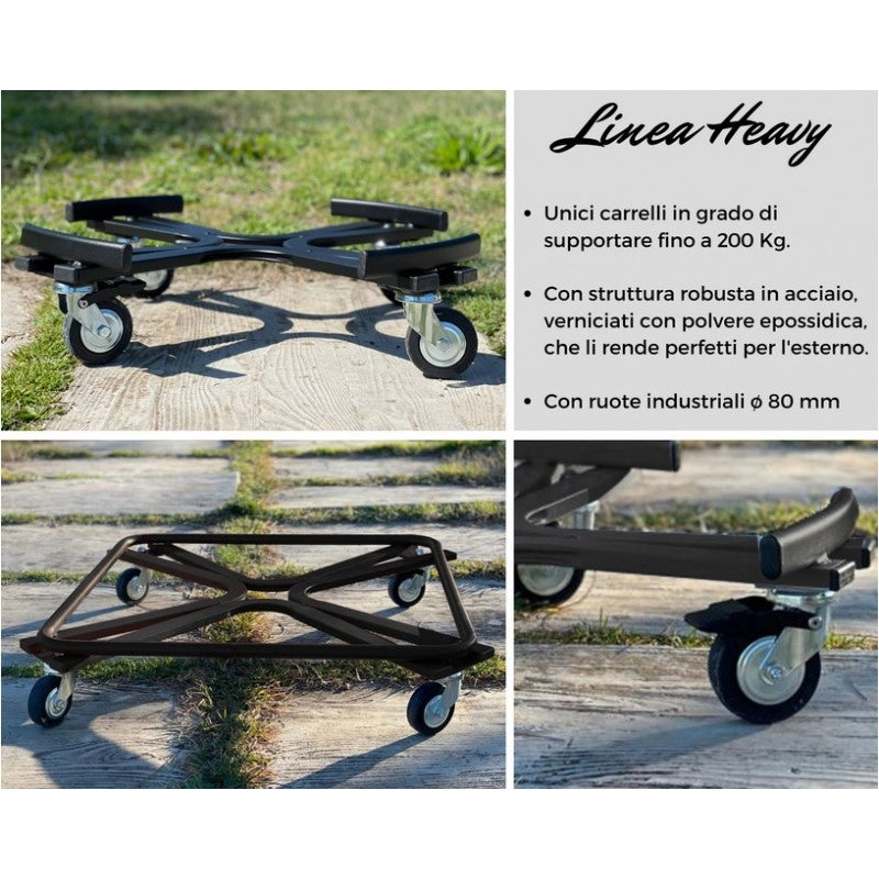 Carrello Porta Piante Linea Heavy Diam 55 Nero Tecnokit