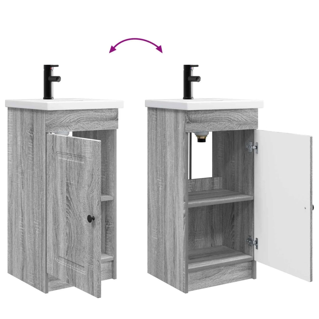 Mobile da bagno con lavabo Sonoma grigio 42 x 40 x 84,5 cm 890000