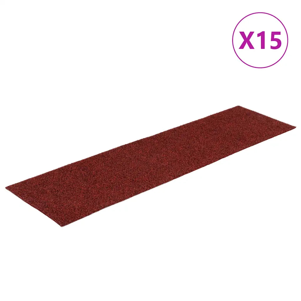 Tappetini per scale autoadesivi 15 pz | Gradini per Scale 76x20 cm Bordeaux Rosso Rettangolari