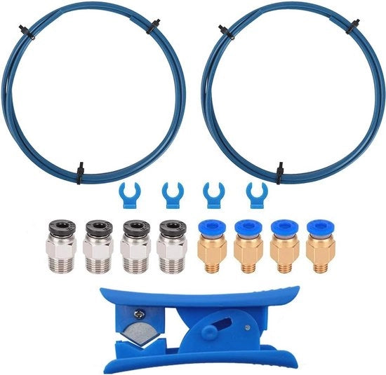 Tubo PTFE per Stampante 3D Bowden 1m per Filiamento 1,75 mm con Fitting e Taglierino