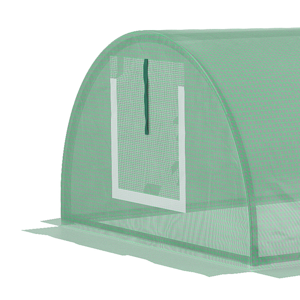 Mini serra tunnel da giardino in PE verde, 200x80x45 cm, con finestre in rete e protezione UV