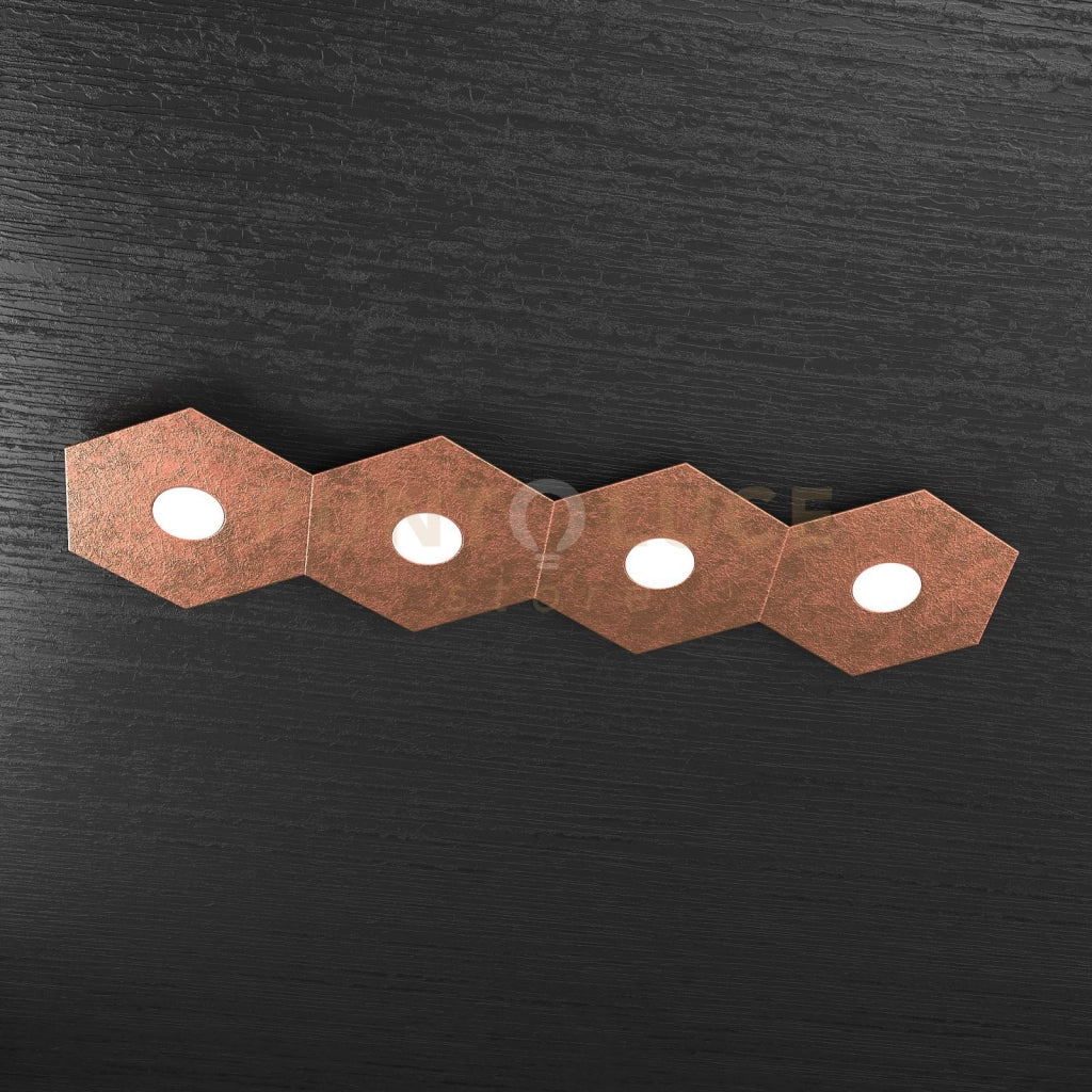 HEXAGON APPLIQUE-PLAFONIERA 4 LUCI FOGLIA RAME 1142-4L-FR