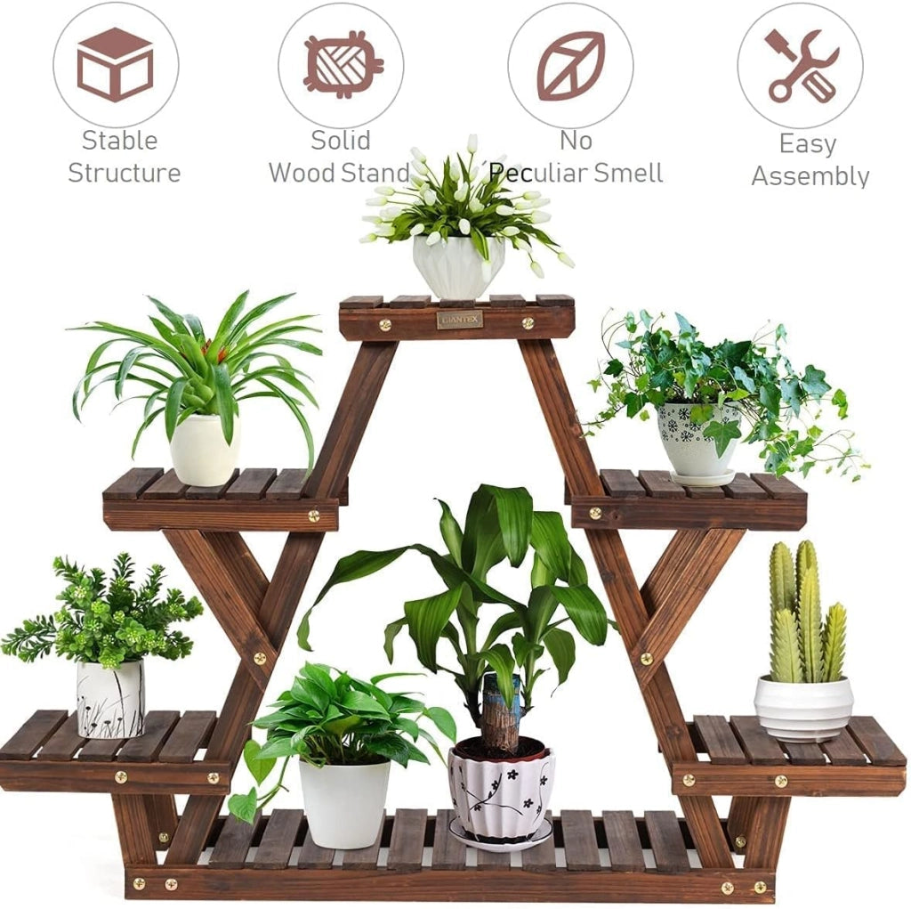 GIANTEX Scaffale Portapiante, Supporto per Fiori a 6 Ripiani in Legno, con Design Multifunzionale per Piante Libri e Decorazioni, da Esterno e Interno, Come Giardino, Balcone, Salotto (99x25x64,5cm)