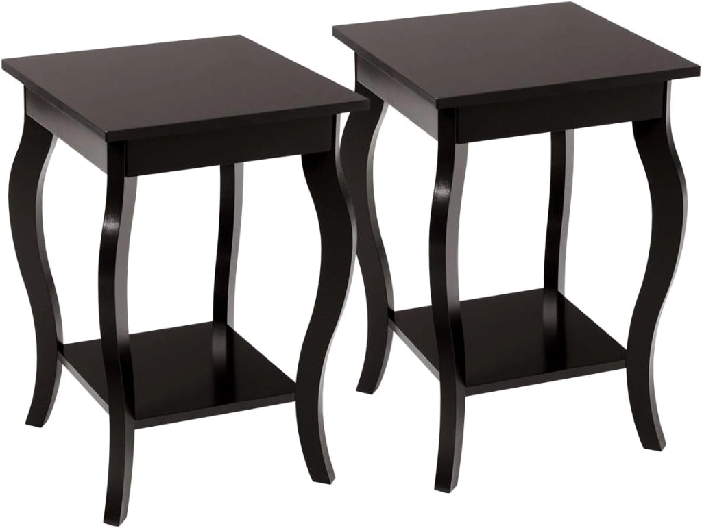 Tavolo Angolare Quadrato, Tavolini Bassi, Tavolini Bassi in Legno, Design a Due Livelli, Multiuso, per Soggiorno, Camera da Letto, Dimensione Compatta (Nero 2)