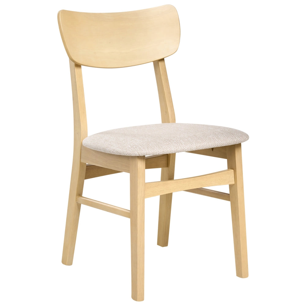 Set di 2 sedie da pranzo Struttura in legno di gomma scuro Seduta in tessuto poliestere grigio chiaro Design retrò senza braccioli
