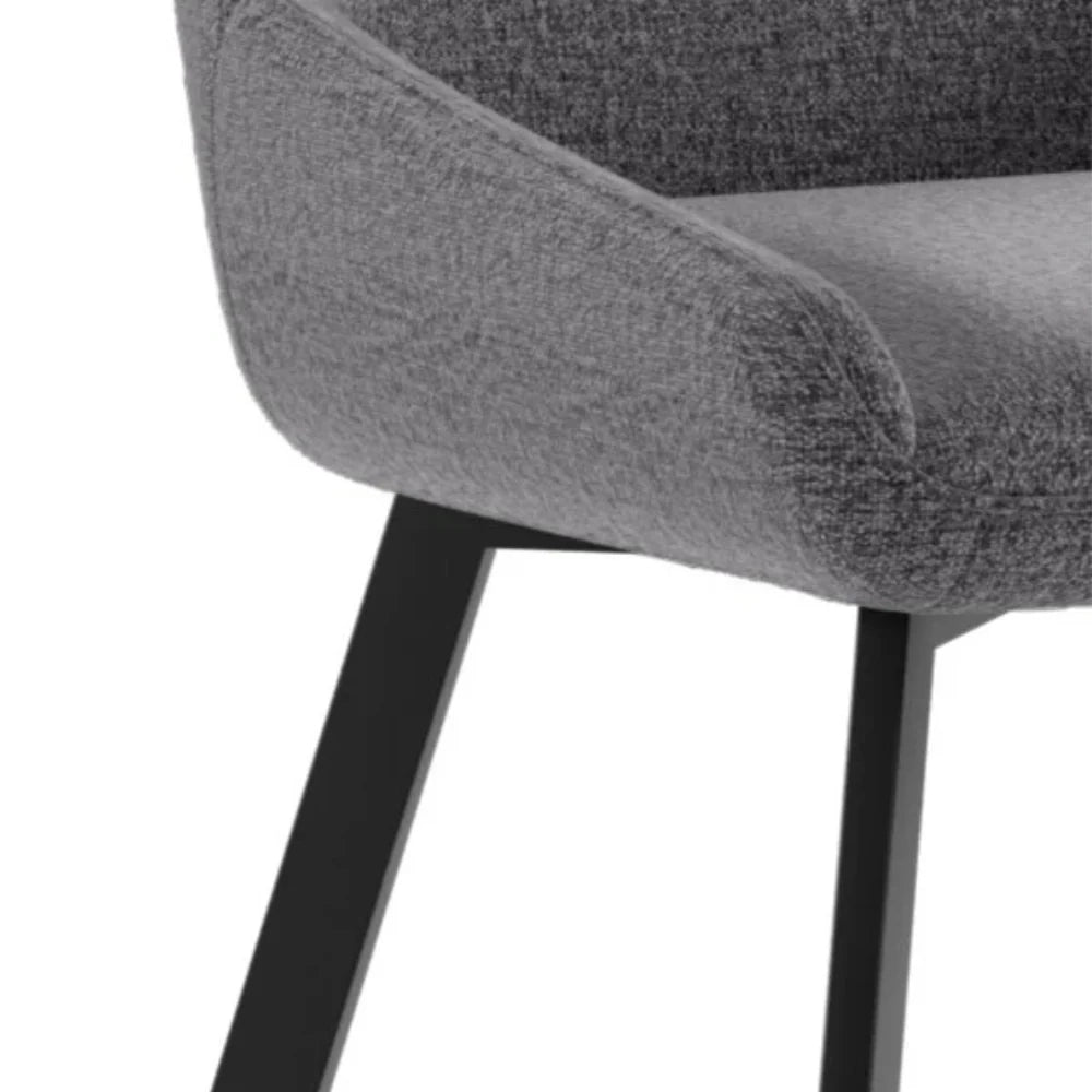 Set di 4 sedie da pranzo imbottite in microfibra grigio scuro Artemis con struttura in metallo facili da pulire | Duzzle