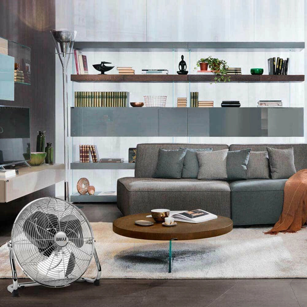 Ventilatore da terra Acciaio 100 W Pale Alluminio 50 cm 3 Velocita Oscillante