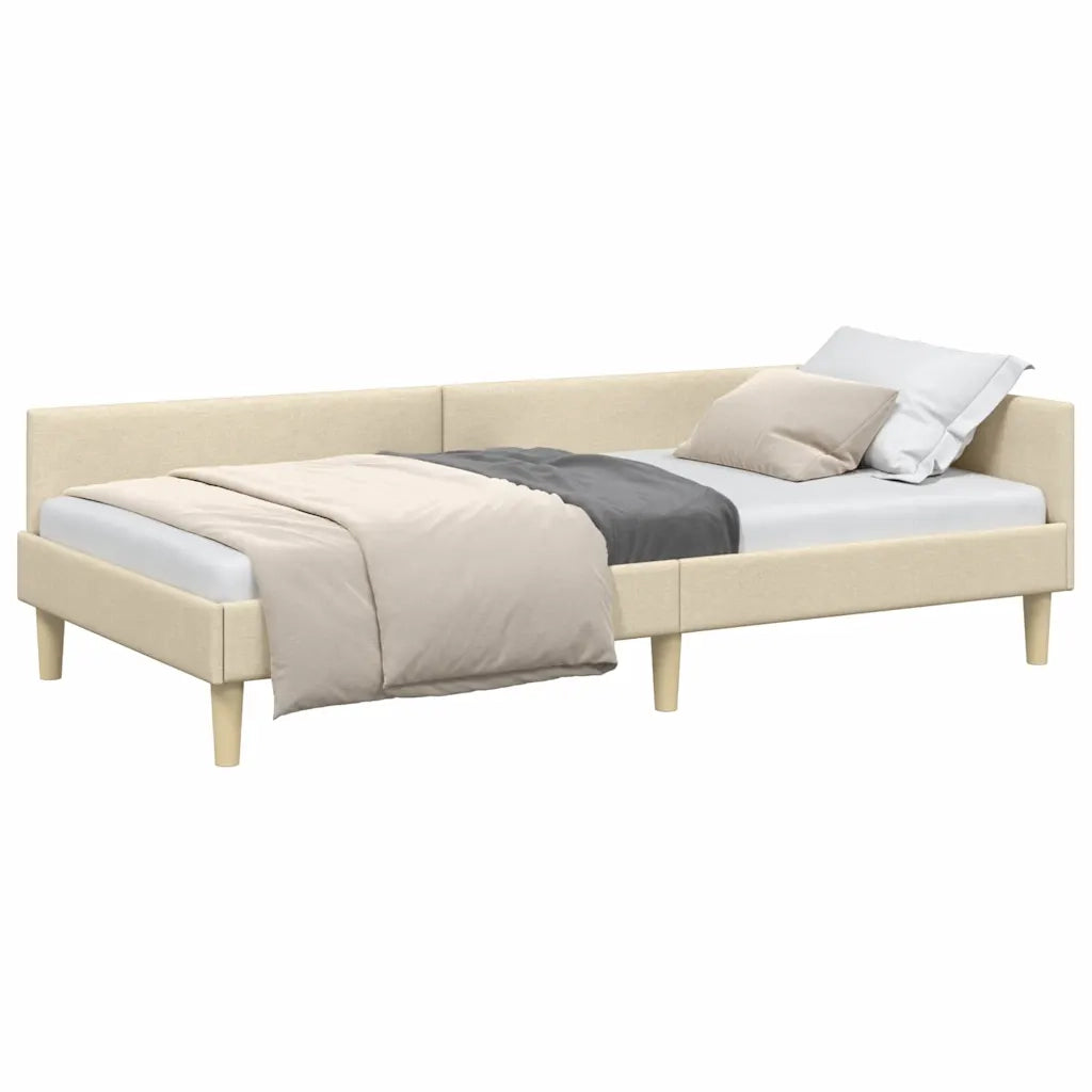 vidaXL Struttura Letto Angolare Altro con testiera Crema 90 x 190 cm