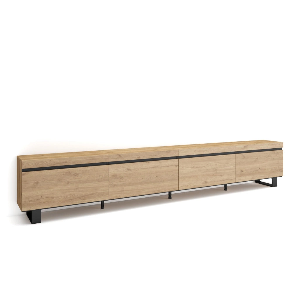 Mobile TV Soggiorno, 320x35x57cm, TV di grande formato, Design industriale, colore Rovere RF3629