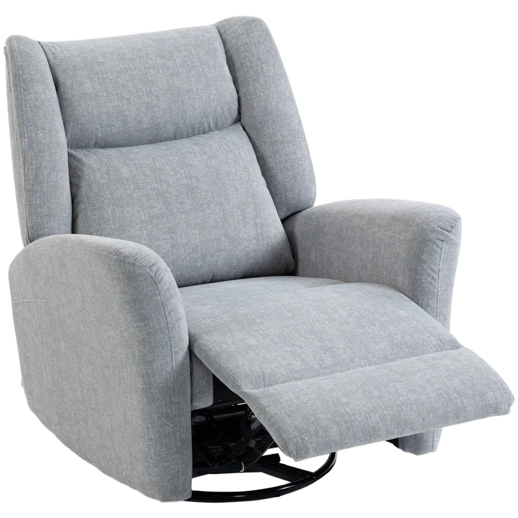 Poltrona Relax Girevole con Funzione Letto ¨C zephmum ¨C Tessuto Grigio Chiaro