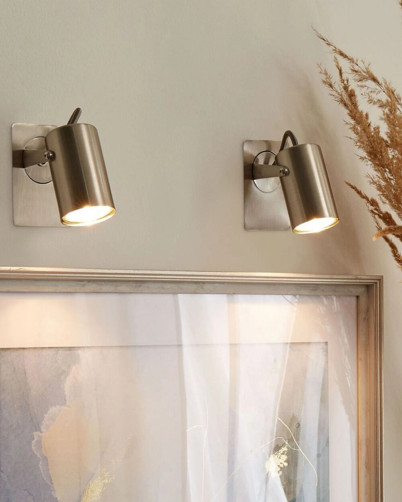 Set di 2 lampade da parete in metallo argento con paralume regolabile industriale