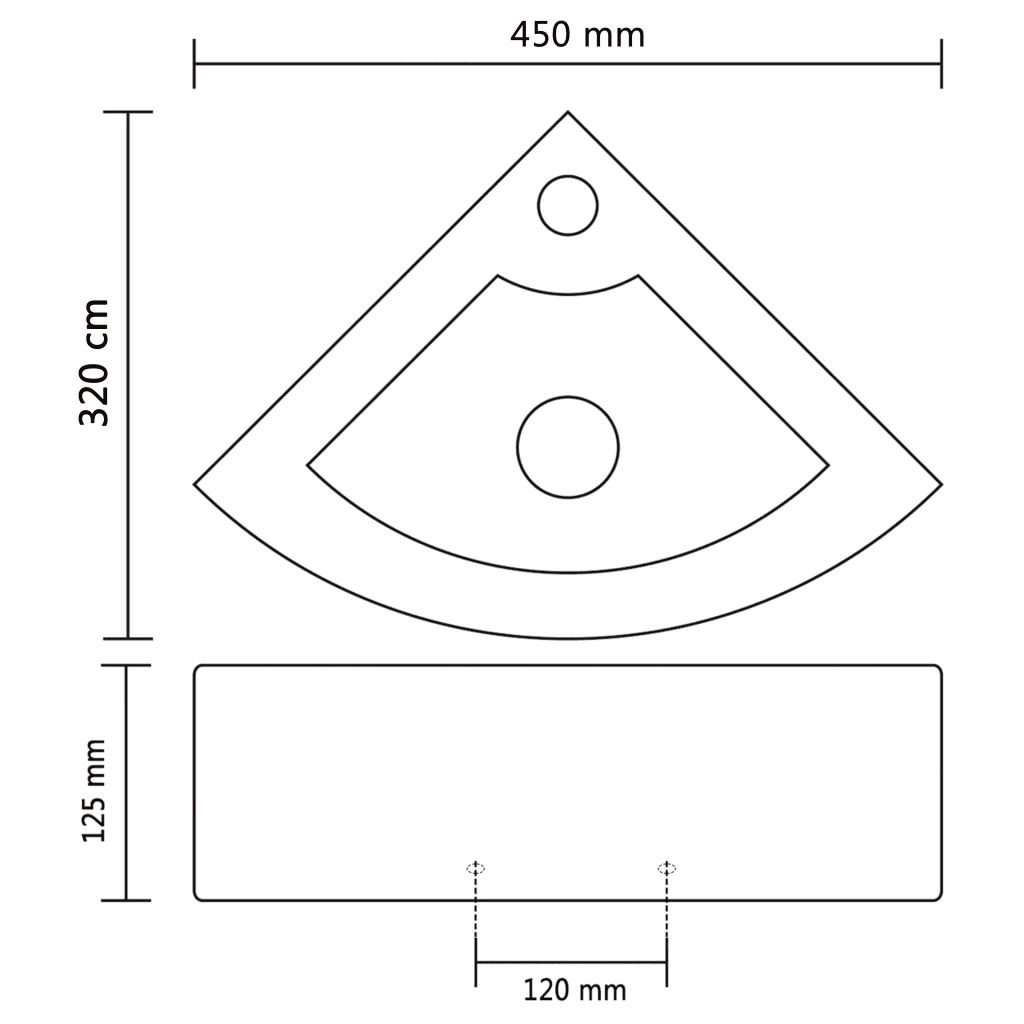 Lavandino-Lavabo con Troppopieno-Lavello 45x32x12,5 cm Nero